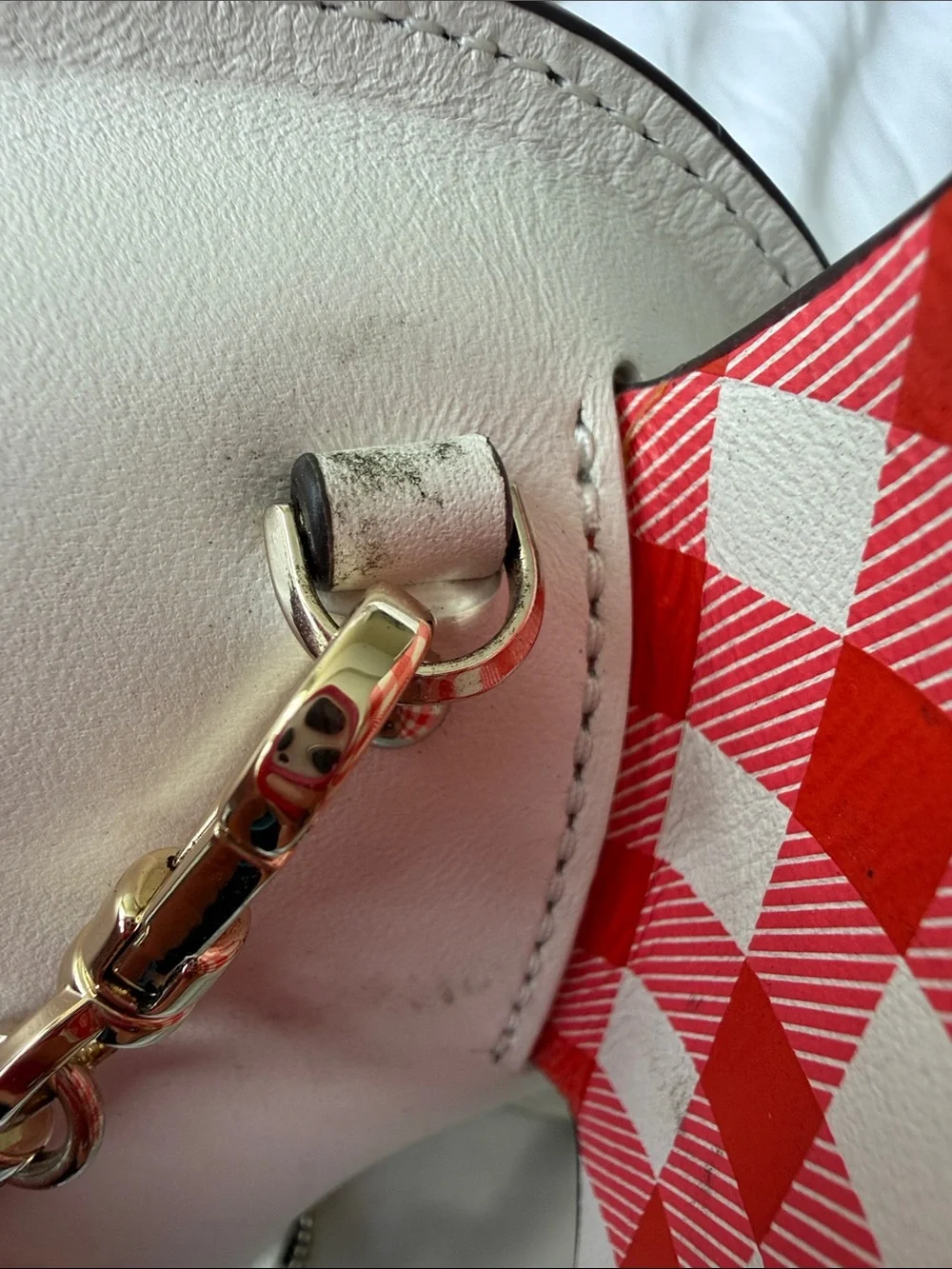 Kate Spade Tiny Elephant Crossbody Purse White Red
